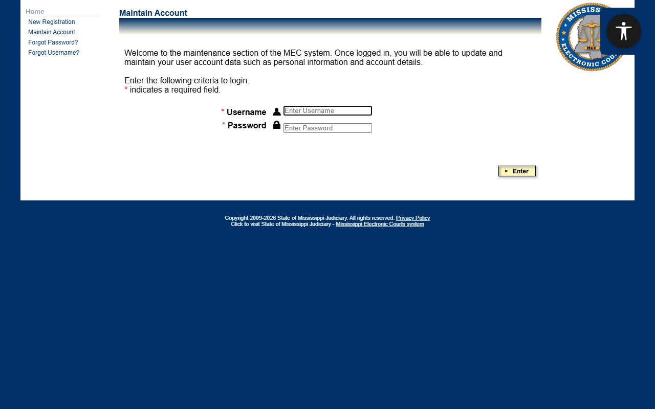 PAMEC registration portal for Claiborne County Circuit Court records access