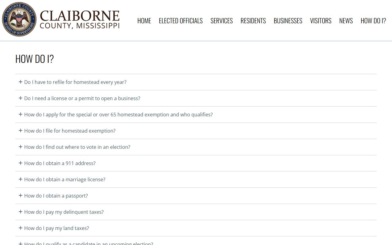 Claiborne County FAQ page for court records custodians