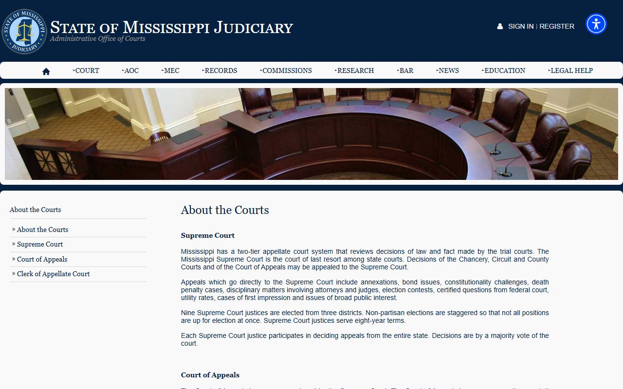 Mississippi court structure overview for Claiborne County court records